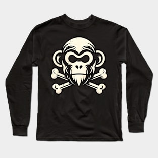 Jolly Roger Pirateflag Ape Skull Crossbones Long Sleeve T-Shirt